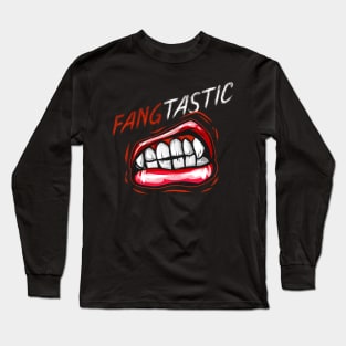 FangTastic Vampire Werewolf Mouth With Fangs Halloween Long Sleeve T-Shirt